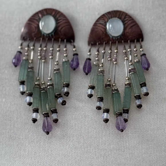 Vintage Tabra tunoa sterling silver amethyst dangling earrings - Picture 2 of 3
